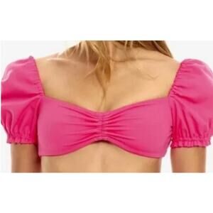 Agua Bendita Swimsuit Romina Luau Puff Sleeves Top Medium NWT